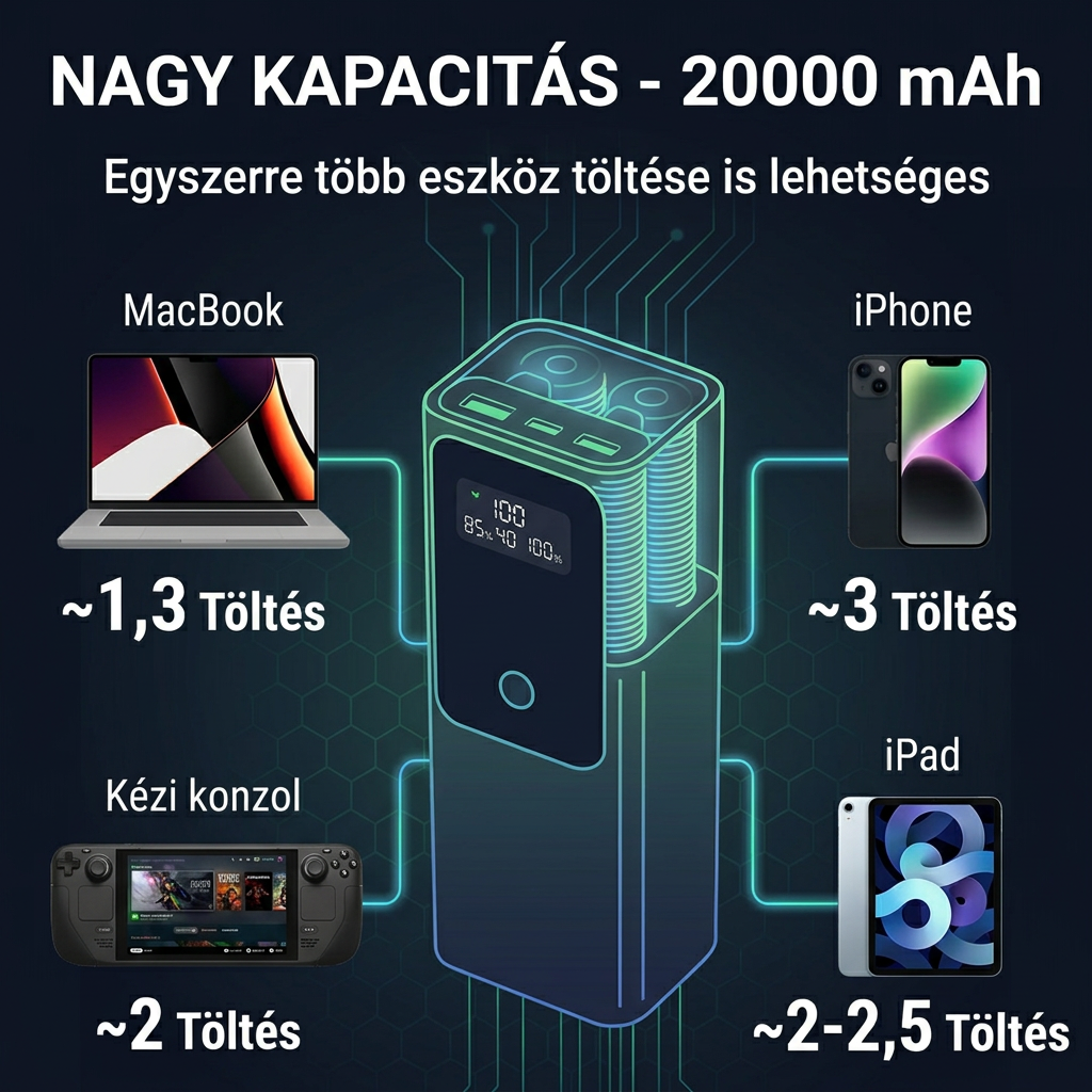 Power bank 20000 mAh UNIVERZÁLIS kompatibilitás