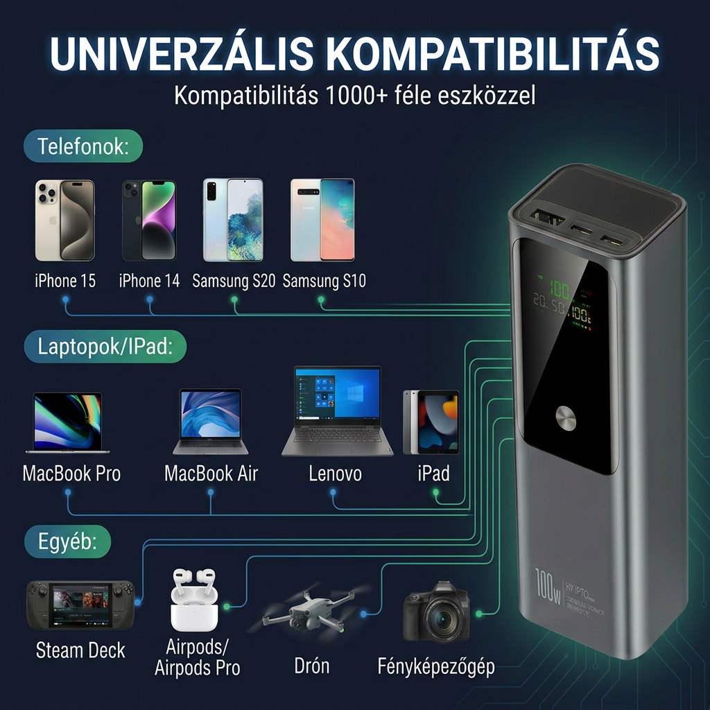 Power bank 20000 mAh UNIVERZÁLIS kompatibilitás